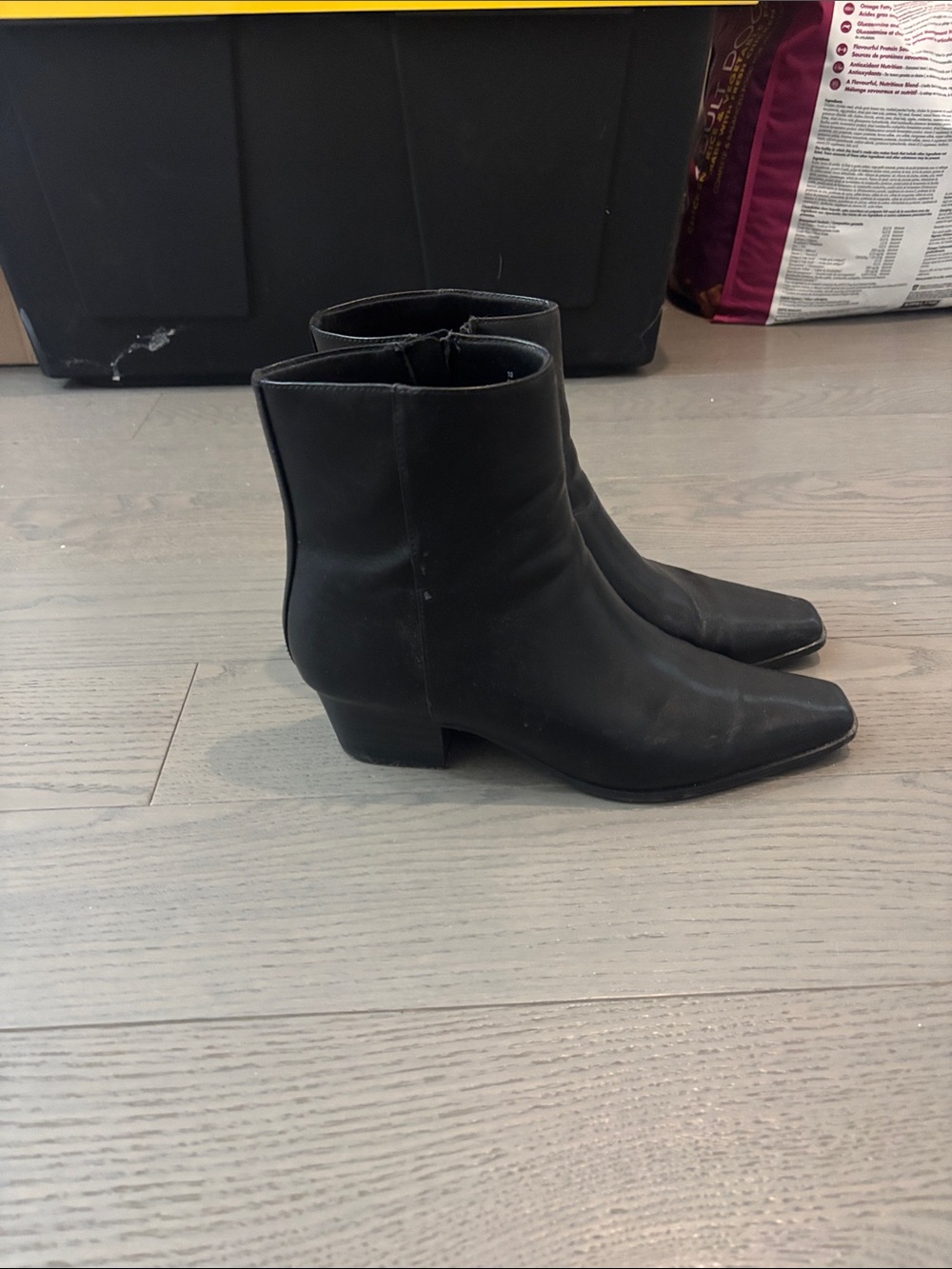 Old Navy Black Pointed Toe Ankle Booties with Low Heel